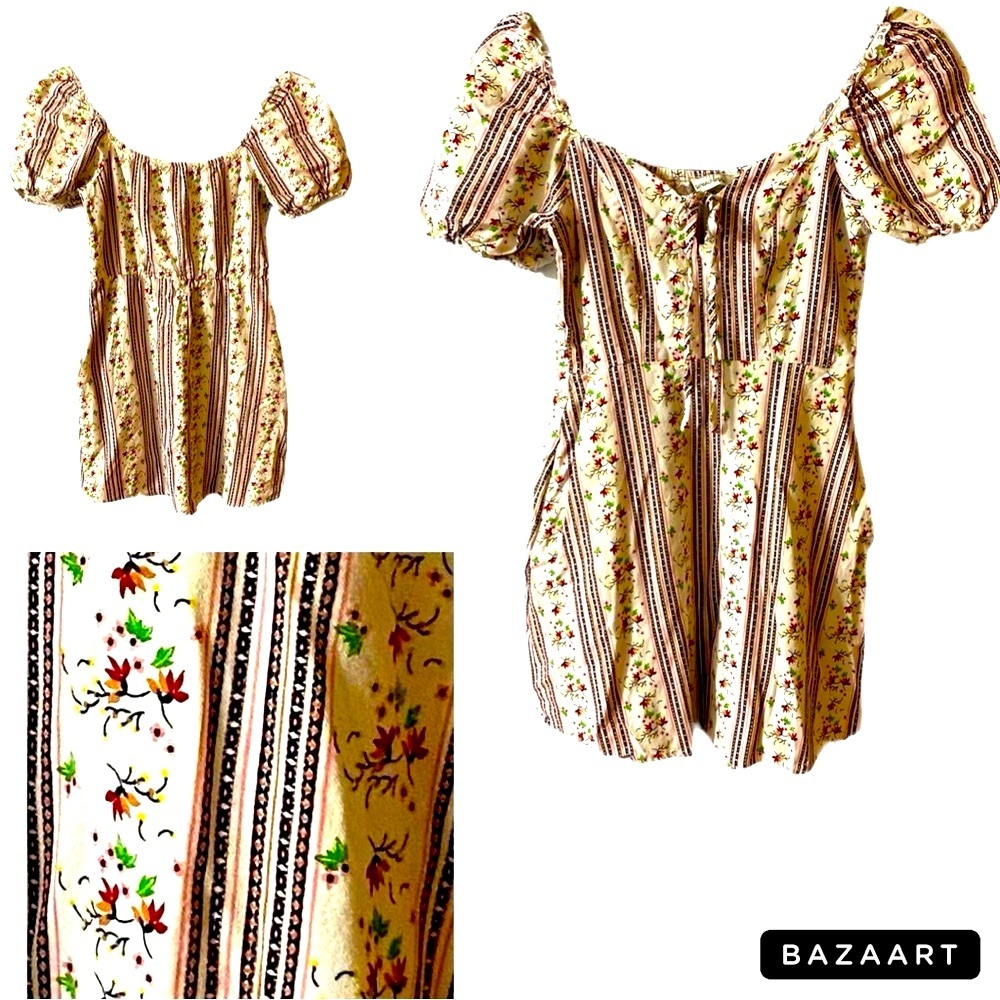 Speechless Mini Dress or Tunic, Peasant, Off or On Shoulder, Floral, Sz XS
